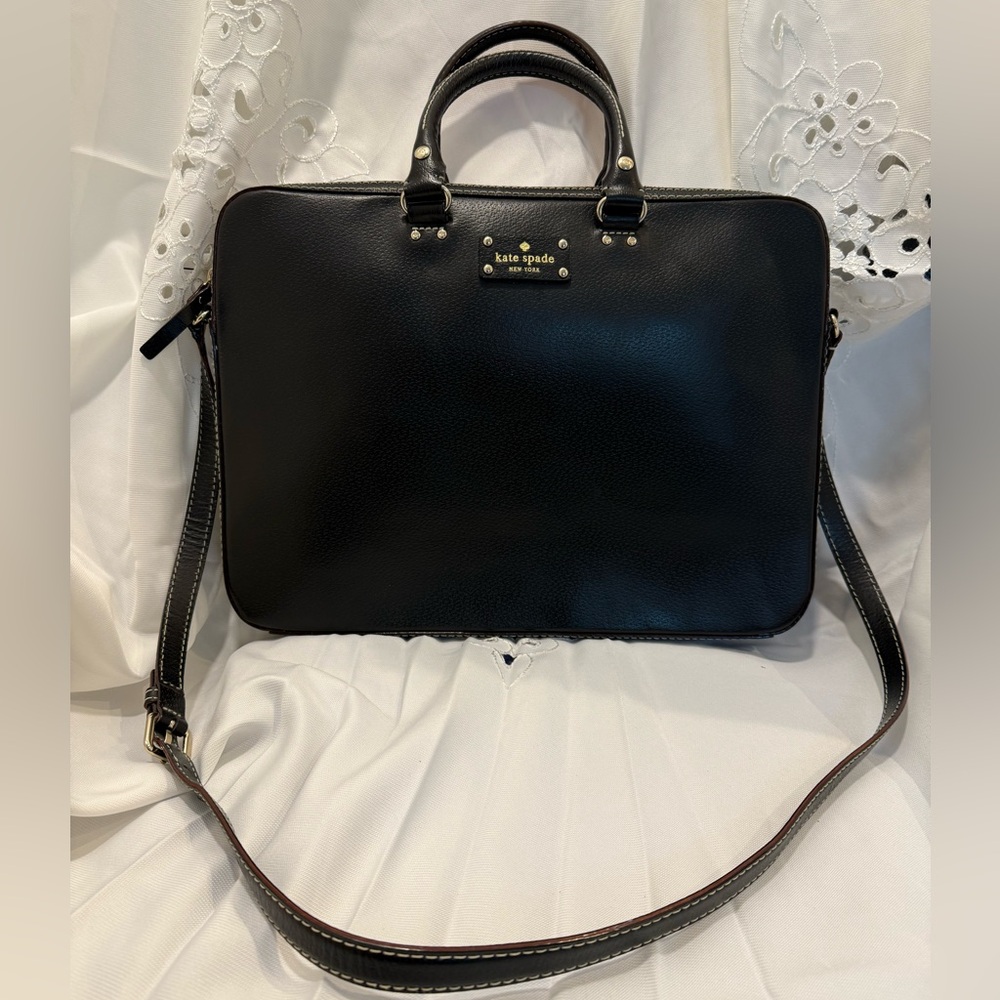 Kate Spade Vintage Wellesley Tanner Black Leather Laptop Bag